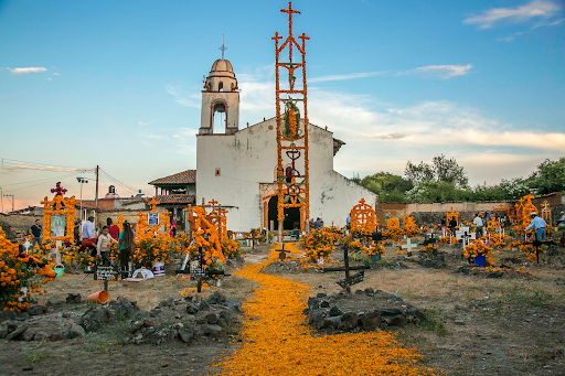 Cempazuchitl marigold petals guide the souls home
