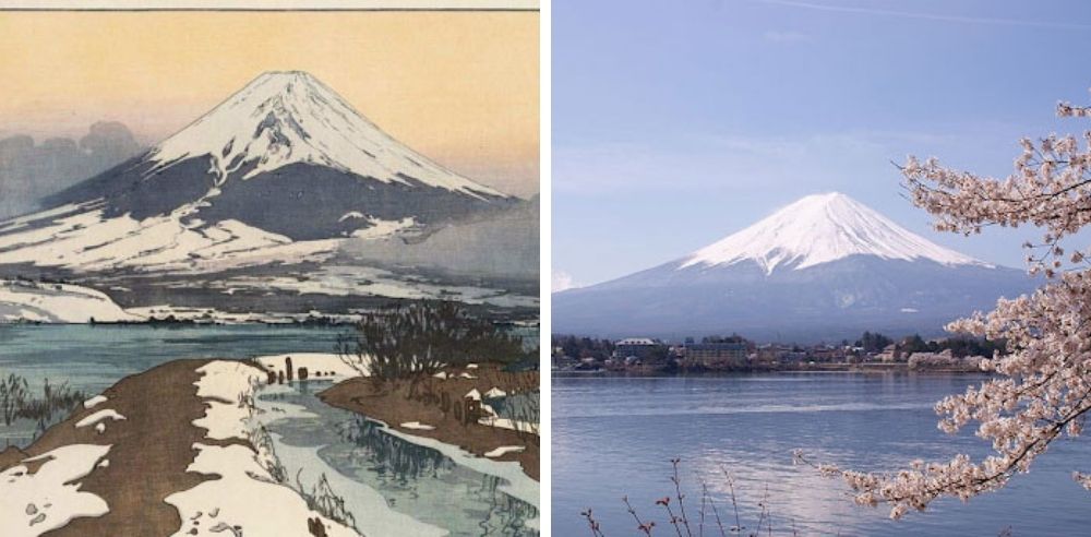 The focus on light is a feature of impressionism, yet this painting still maintains its uniquely Japanese style. Art via mfa.org | Lake Kawaguchi is the second largest of the 5 Mount Fuji Lakes. Photo via Midori