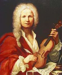 Vivaldi’s concertos often featured violins as the primary focus of his moving works. Art via Wikicommons.