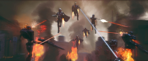 Concept art from The Mandalorian previews exciting action scenes for the team. Via Twitter.