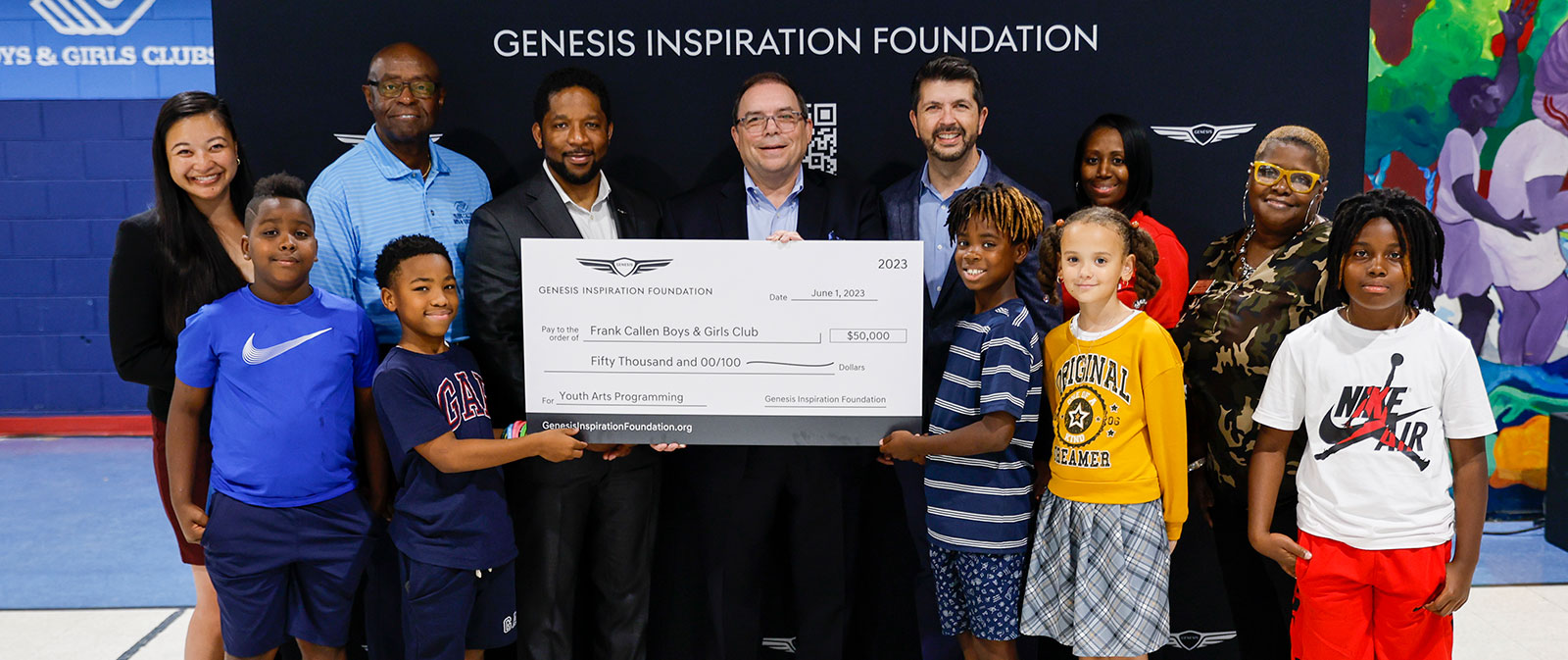 Genesis Inspiration Foundation presents Frank Callen Boys & Girls Club with a donation in support of arts education in Savanna, Ga. on June 1, 2023. (Photo/Genesis)